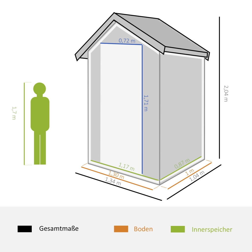 CASA DA GIARDINO 134x104x204 cm Grigio Metallo con finestre di ventilazione