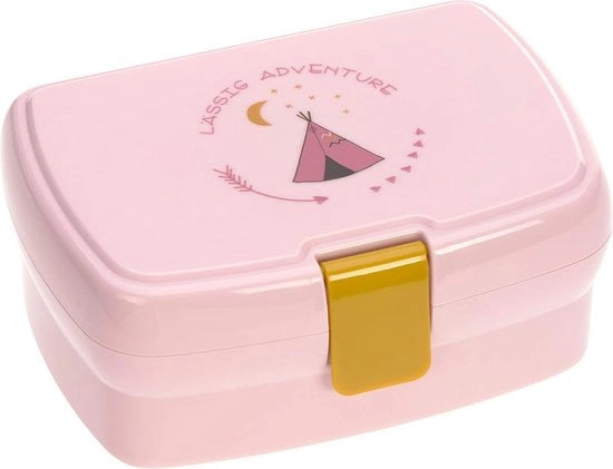 Lunchbox per bambini, contenitore per pane con divisione rimovibile, BPA libero, Adventure Tipi, rosa
