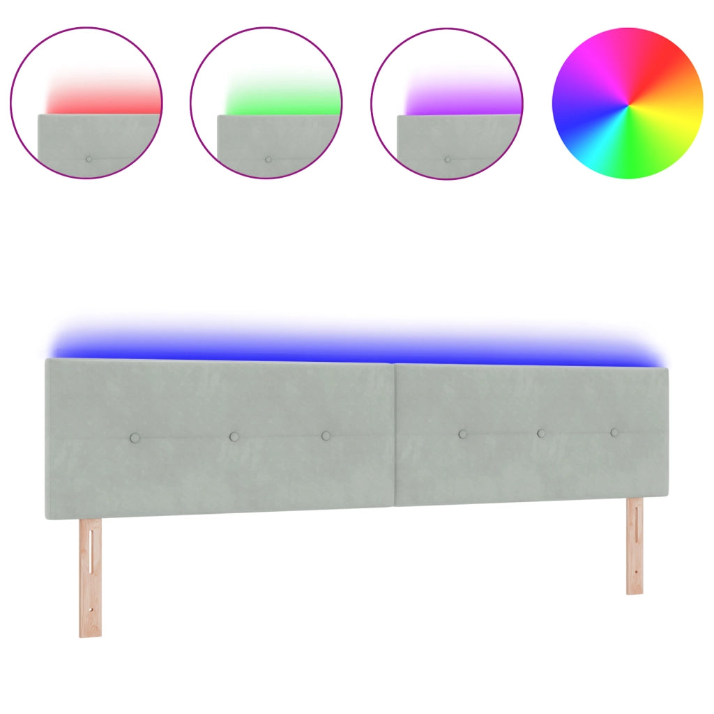 Testata LED  con bottoni, grigio chiaro, 100 cm, velluto