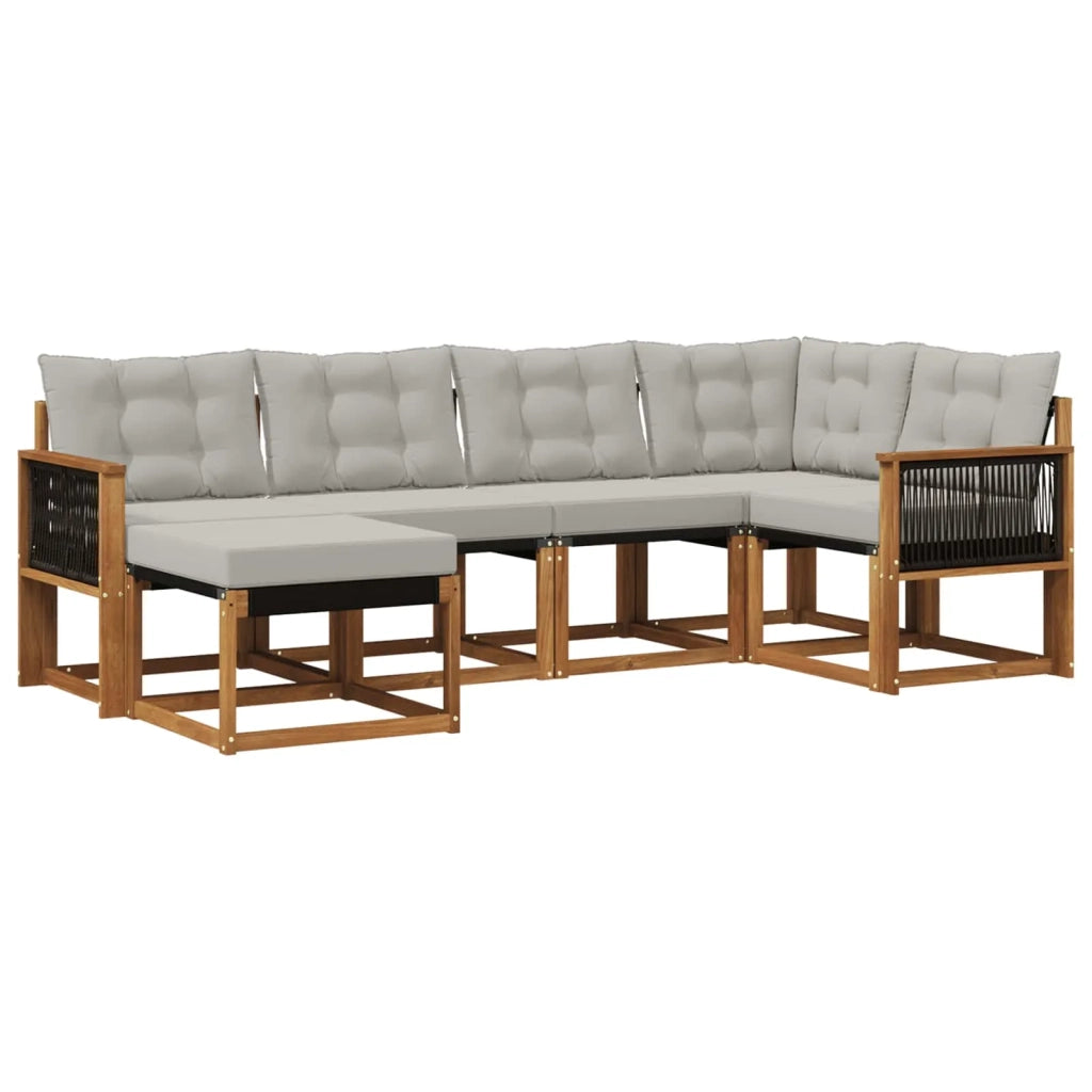 Set di divani da esterno 6 pz Naturale e Grigio Chiaro 3382063