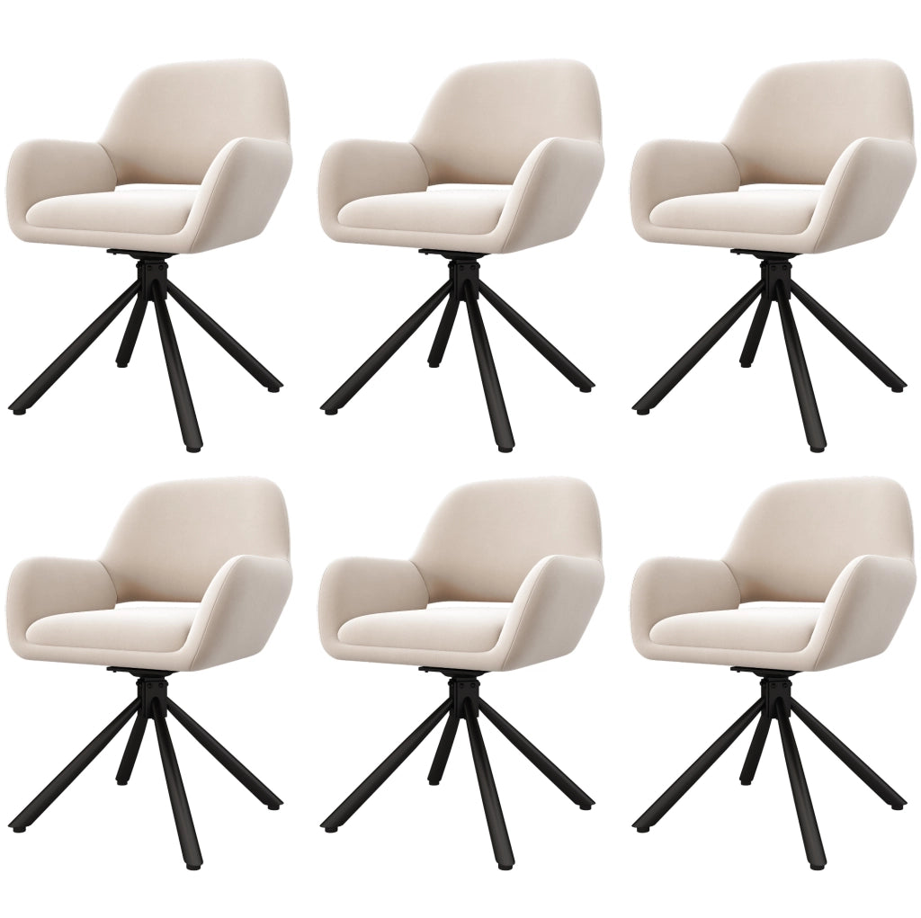 Set da pranzo con tavolo allungabile, 6 sedie in velluto con gambe in metallo, tavolo rettangolare bianco con contenitore