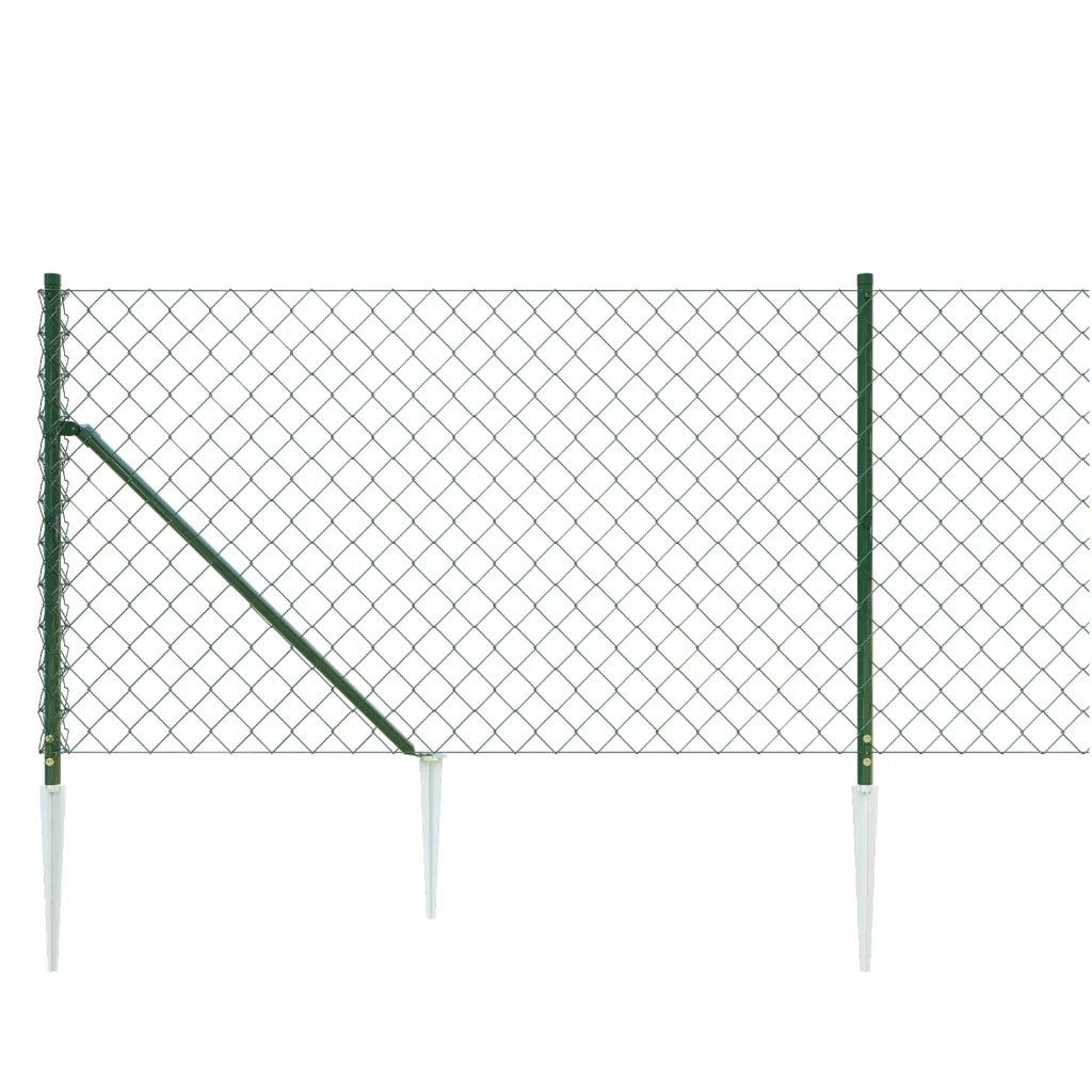 Recinzione a Rete con Picchetti Ancoraggio Verde 1x25 m 153929