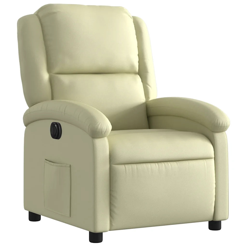 Poltrona Reclinabile Elettrica Crema in Vera Pelle 3204256