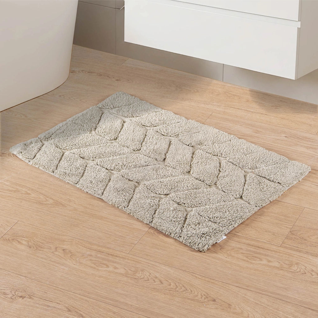 Tappeto Bagno Antiscivolo In Cotone Effetto Rilievo Assorbente, Morbido, Lavabile in Lavatrice 50x80 / 60x120 cm Grigio - 60x120 cm