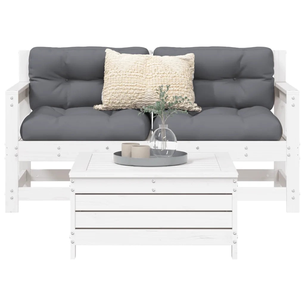 Set Divani da Giardino 3 pz Bianco in Legno Massello di Pinocod mxl 116997