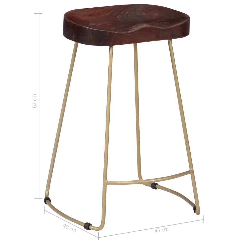 Set di due sgabelli da bar di design seduta a sedia legno massello di mango 1202101