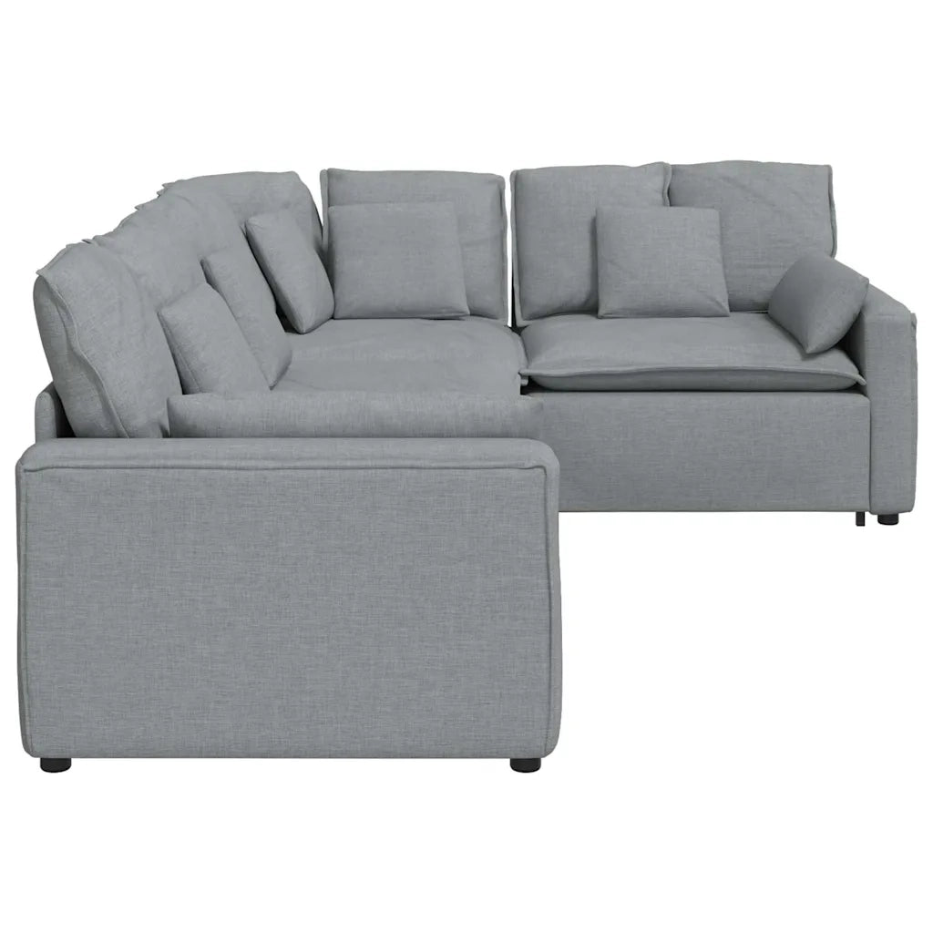 Divano Modulare con Cuscini in Tessuto Grigio Chiaro 3321147