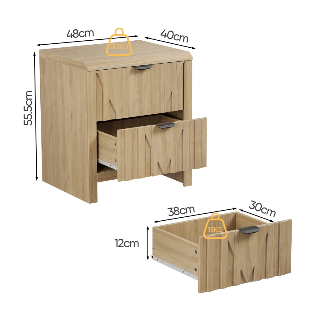 Comodino con 1 cassetto e piano d'appoggio, finitura effetto legno, per camera da letto, in MDF, color rovere
