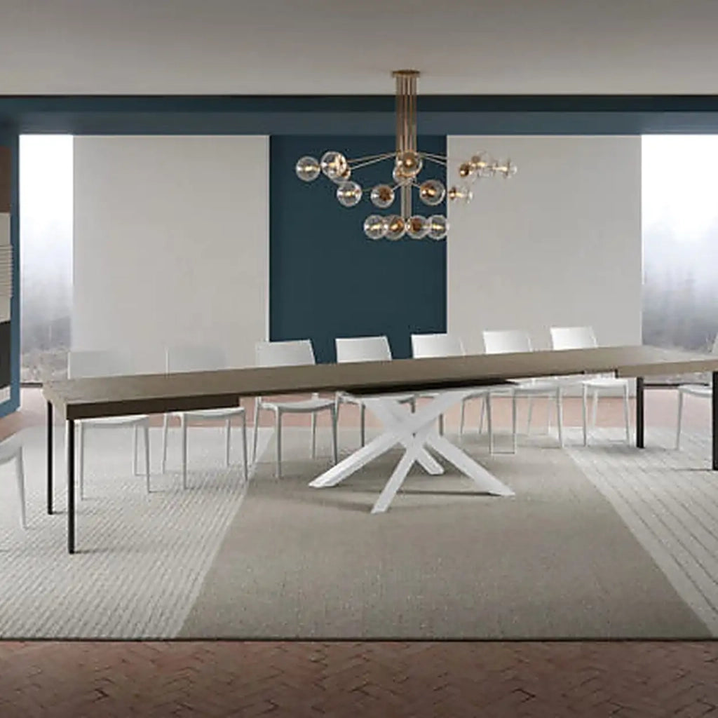 Tavolo allungabile 180/440x90 cm Volantis tortora gambe bianche