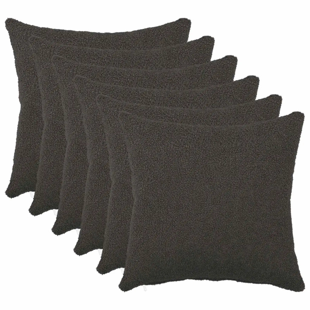 Federa 6 pcs HEERLEN Grigio Scuro 50 x 50 cm Bouclé 910919