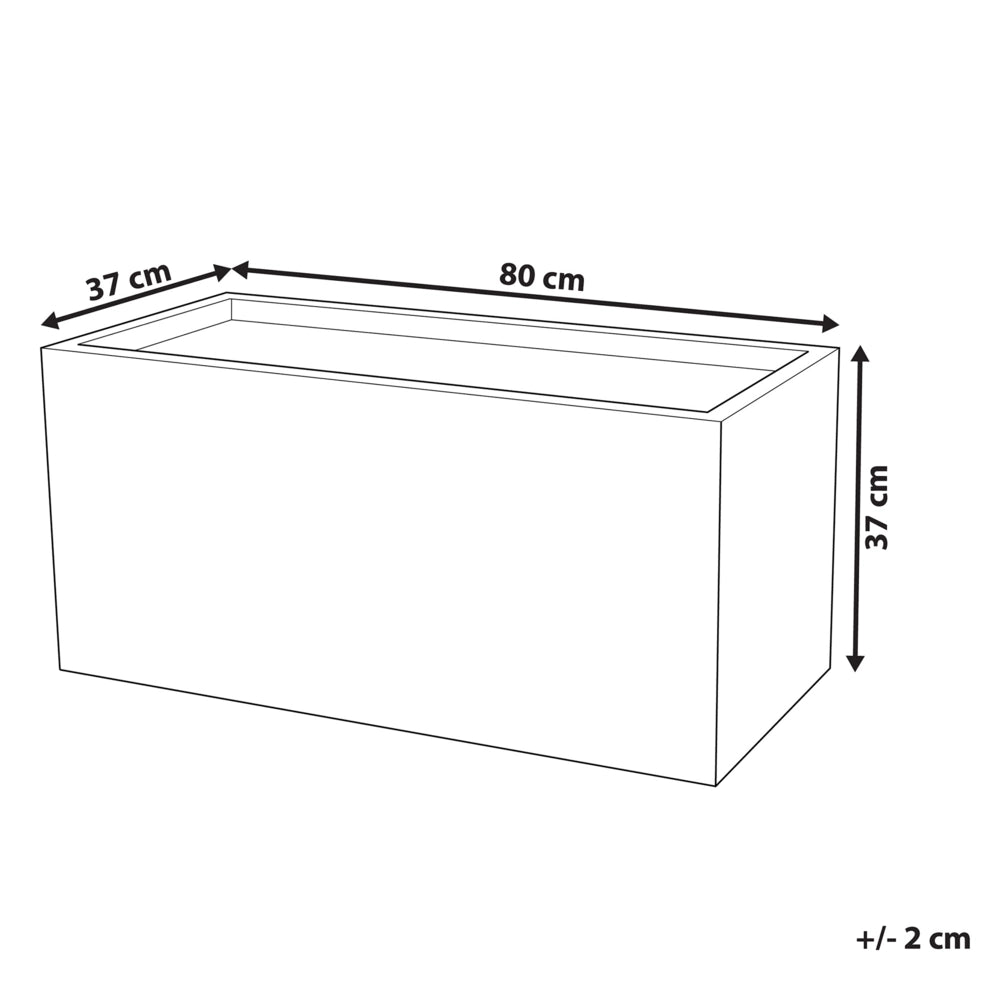 Vaso per piante in fibra di argilla nera 80 x 37 x 38 cm Fioriera rettangolare per interni ed esterni