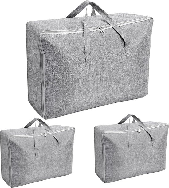 Organizzatore per 3 pezzi 60 litri 37 x 28 x 58 cm - organizzatore per coperte - organizzatore per abbigliamento - chiusura a cerniera - grigio - organizzatore per cuscini di abbigliamento