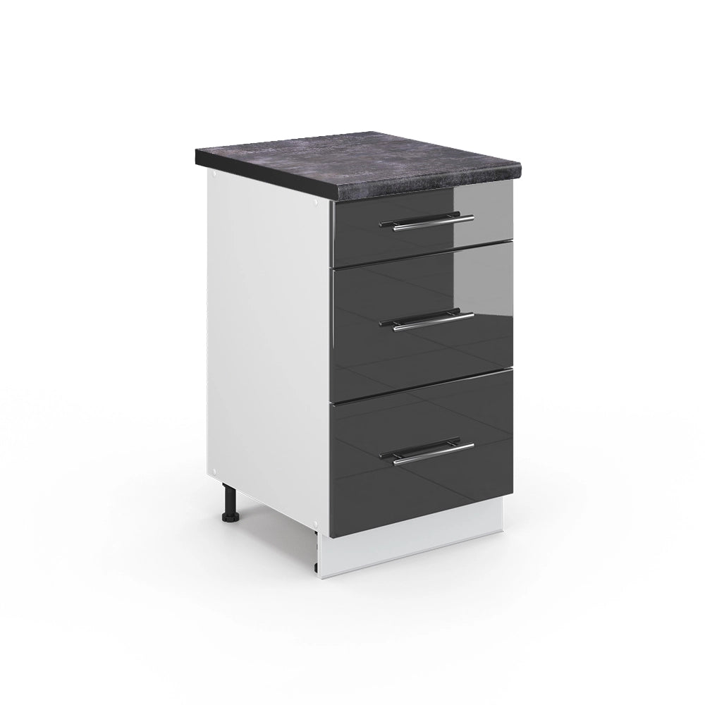 Mobiletto base per cucina Fame-Line Antracite lucido/Bianco 50 cm, PT Antracite Vicco