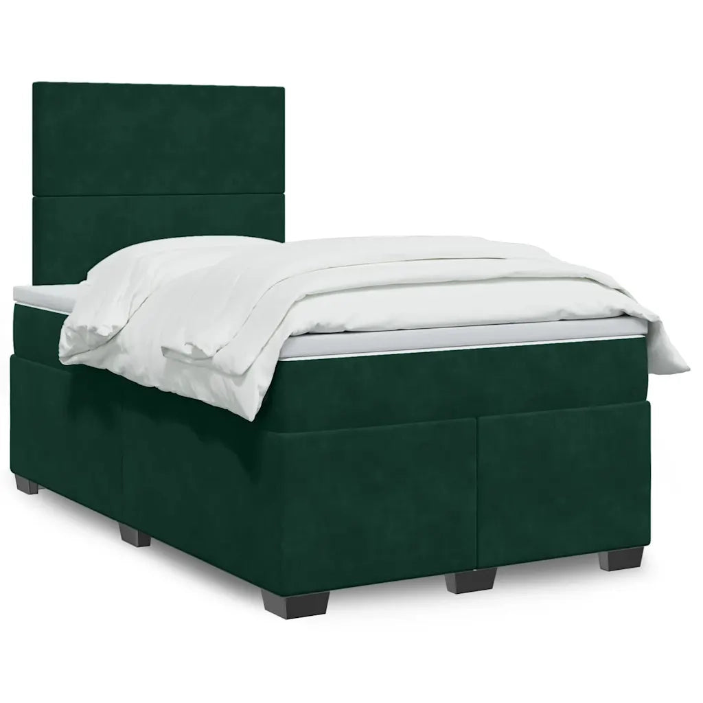 Giroletto a Molle con Materasso Verde Scuro 120x200 cm Velluto