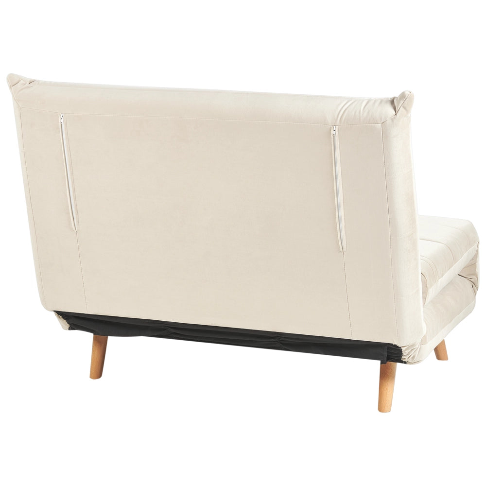 Divano letto piccolo in velluto beige chiaro 1 posto letto pieghevole senza braccioli scandinavo