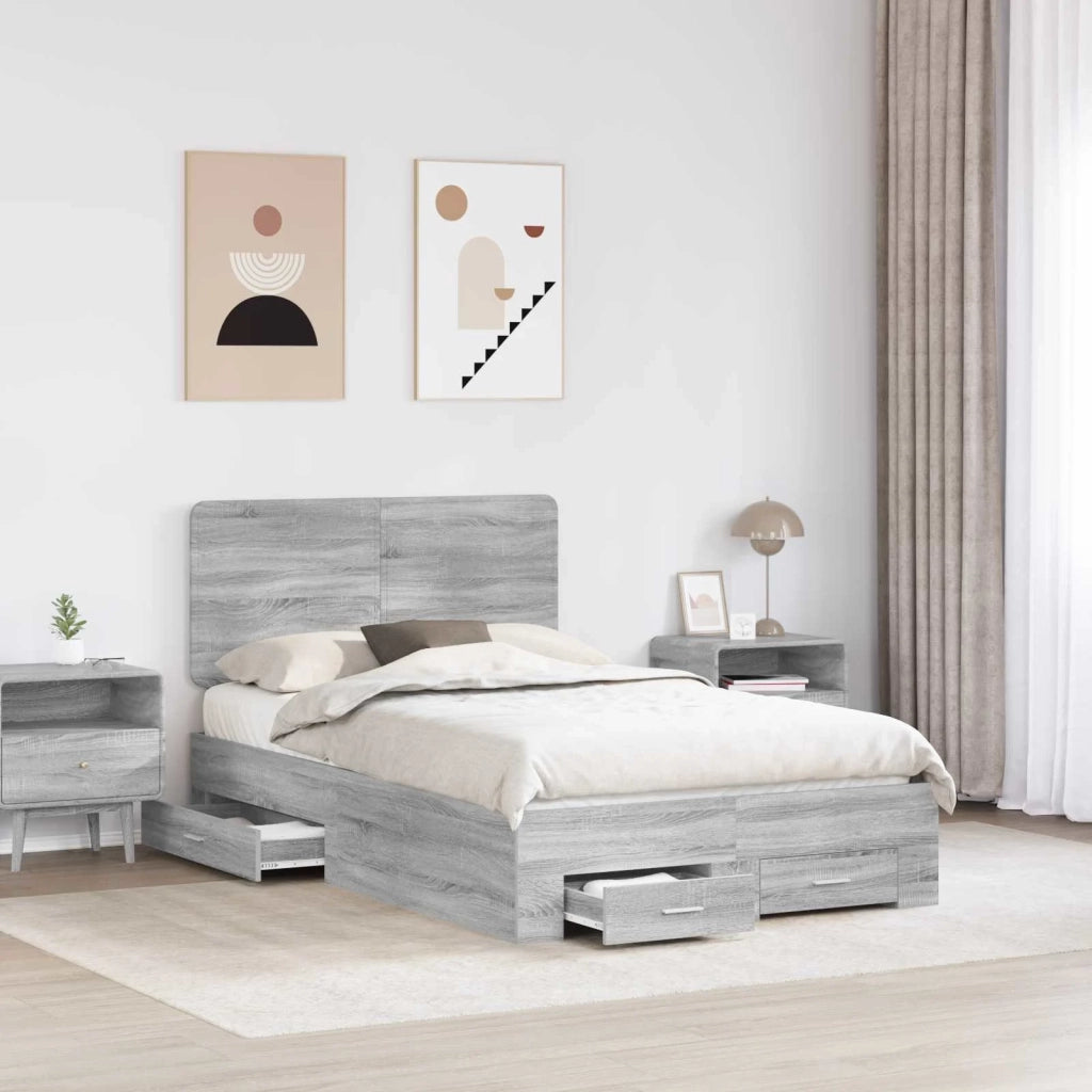 Struttura del letto con testiera Grigio Sonoma 120 x 190 cm 3412815