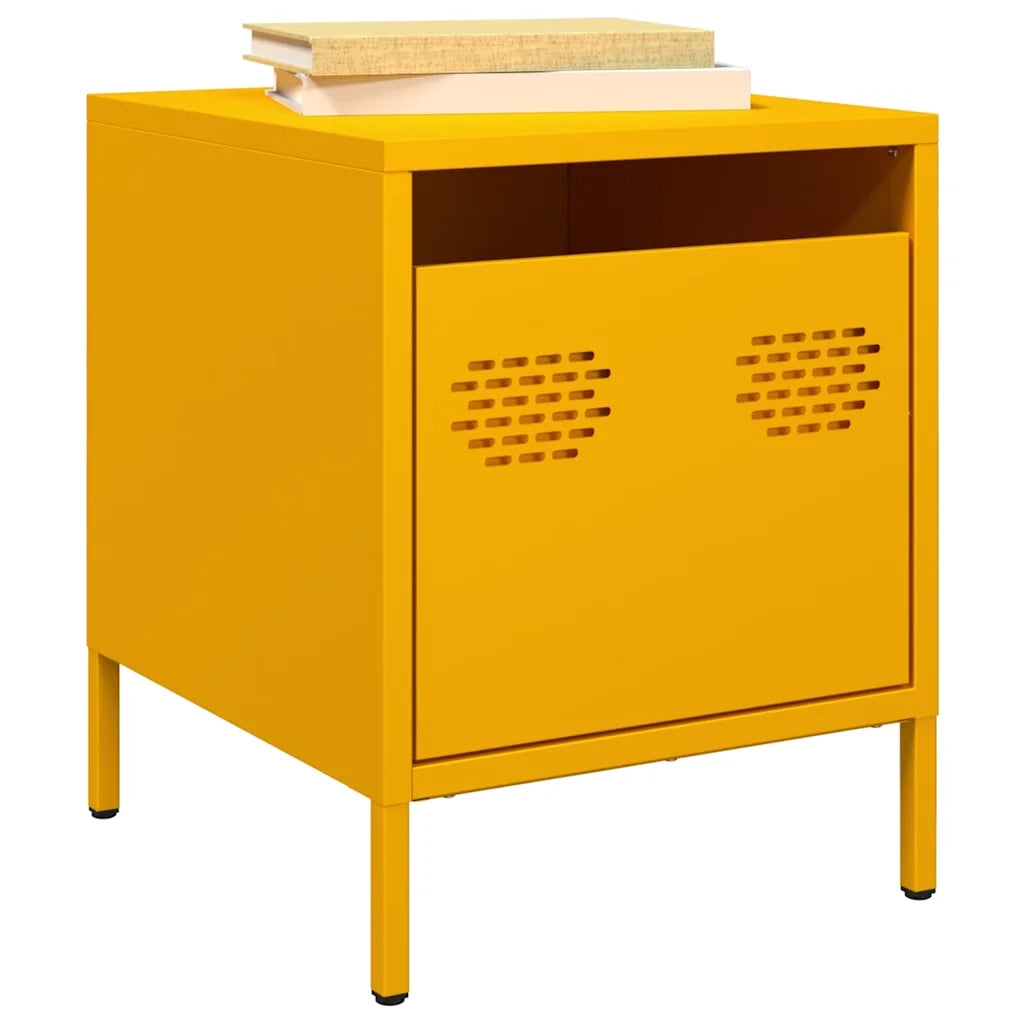 Comodini 2 pz Giallo Senape 35x39x43,5 cm in Acciaio 851251