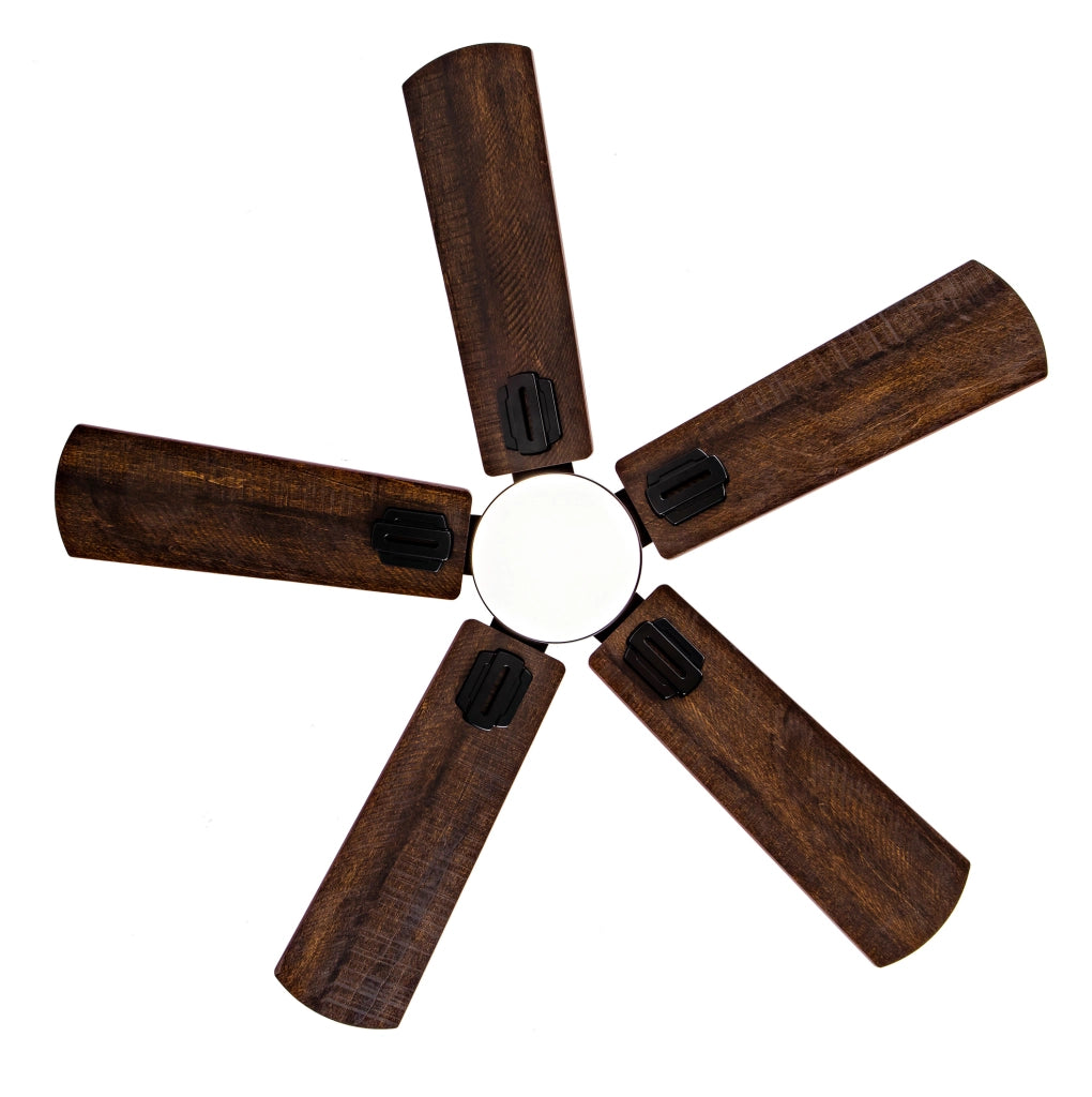 Ventilatore da soffitto 42 pollici con luce LED dimmerabile; 6 velocità; nero e noce