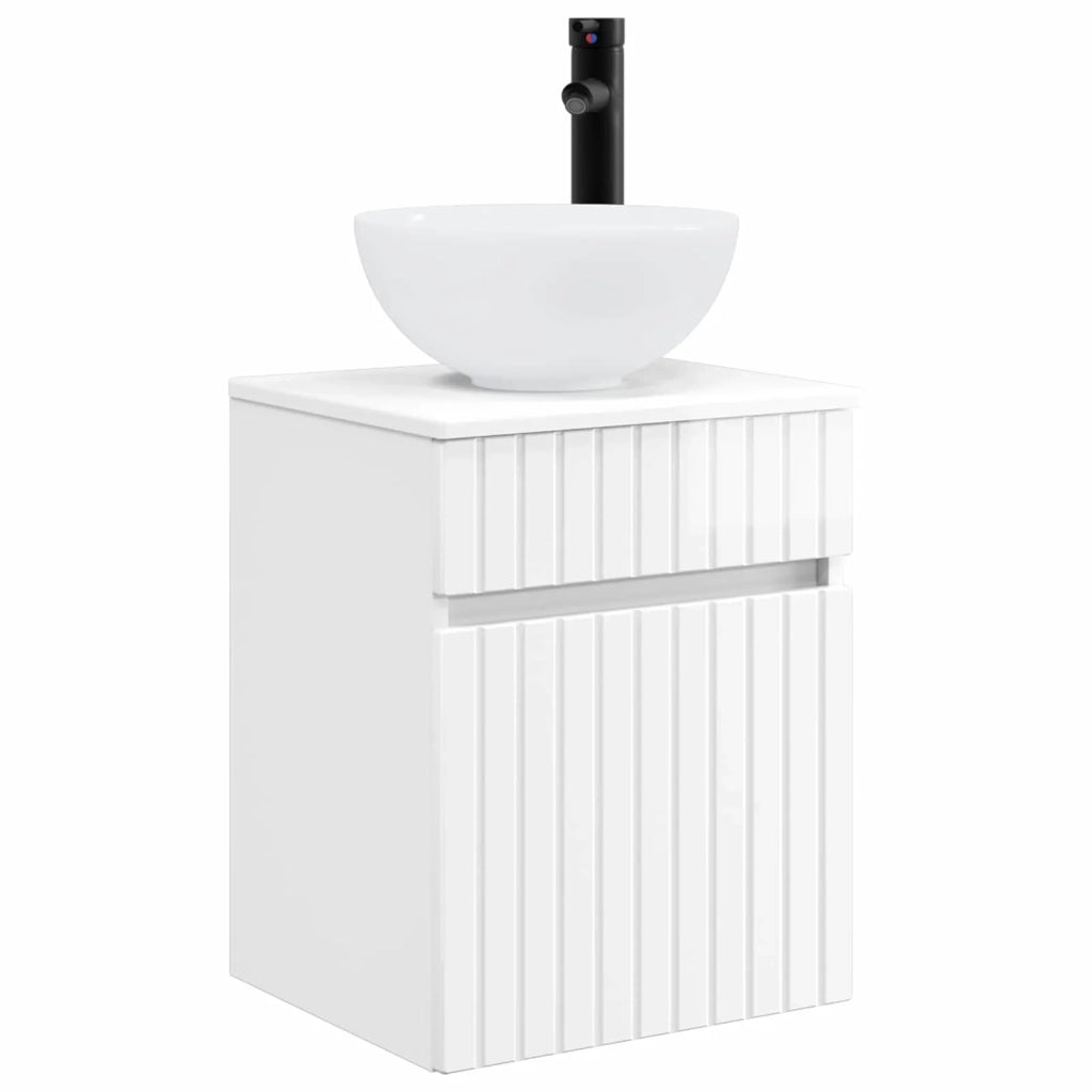 Set di mobili per il bagno 3 pz Bianco Lucido 3406087