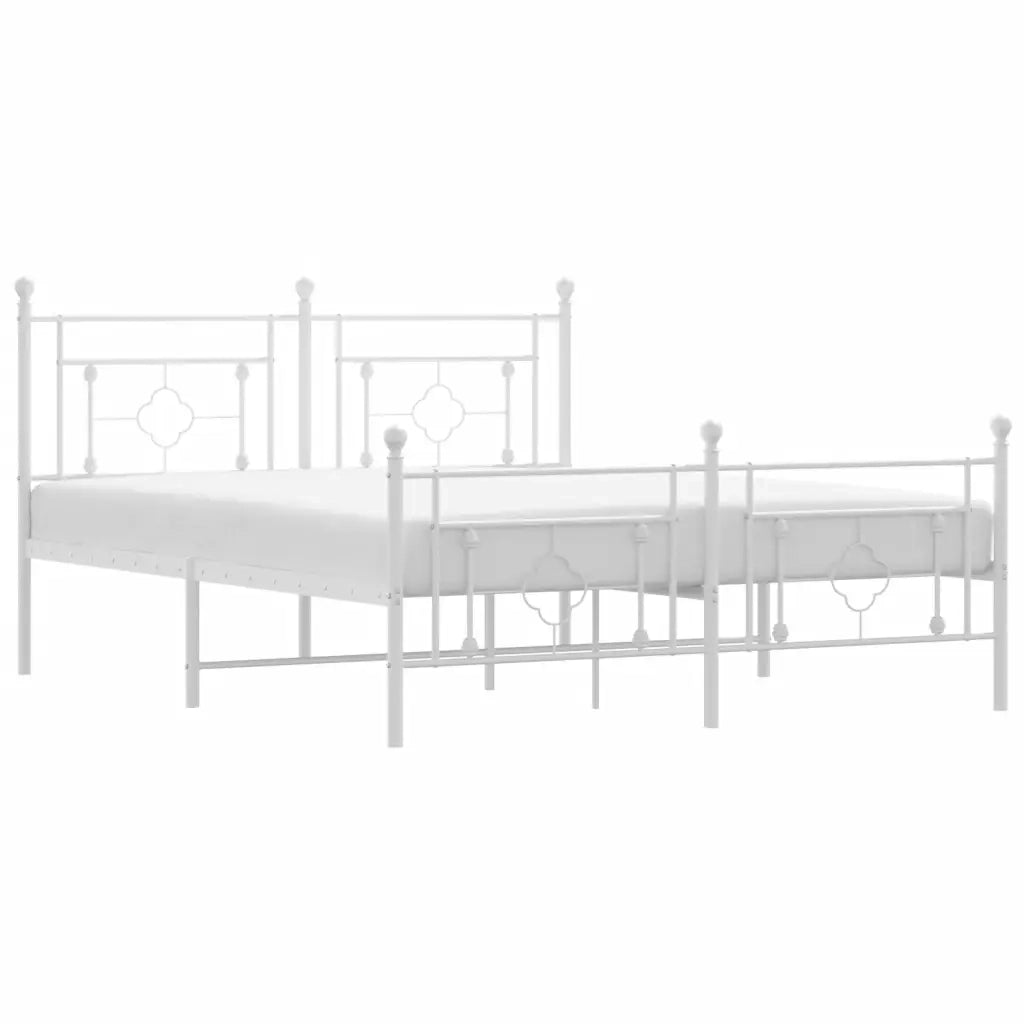 Giroletto con Testiera e Pediera Metallo Bianco 160x200 cm