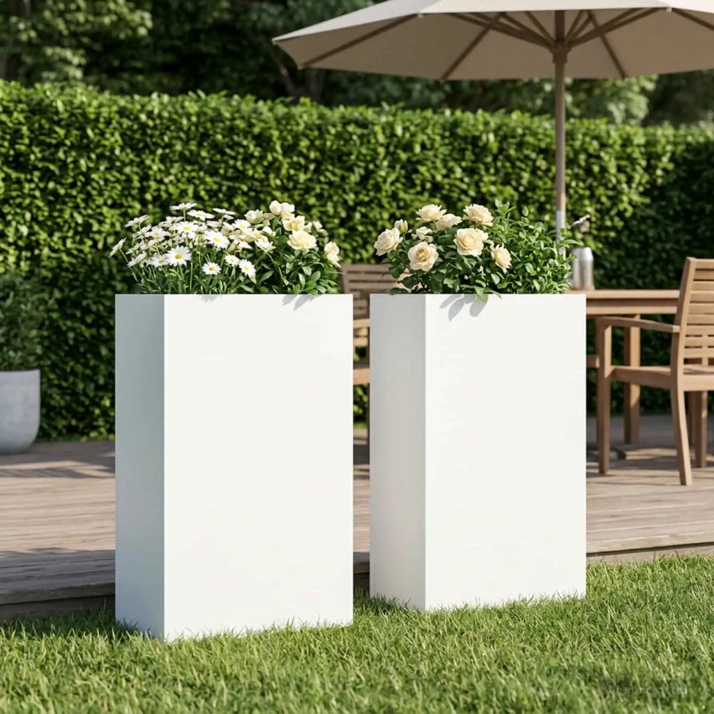 Vaso da giardino 2 pz Bianco 40 x 20 x 75 cm 8005431