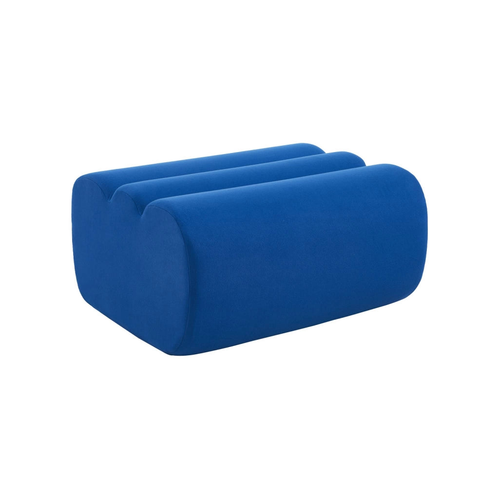 Poltrona in tessuto con poggiapiedi, blu elettrico