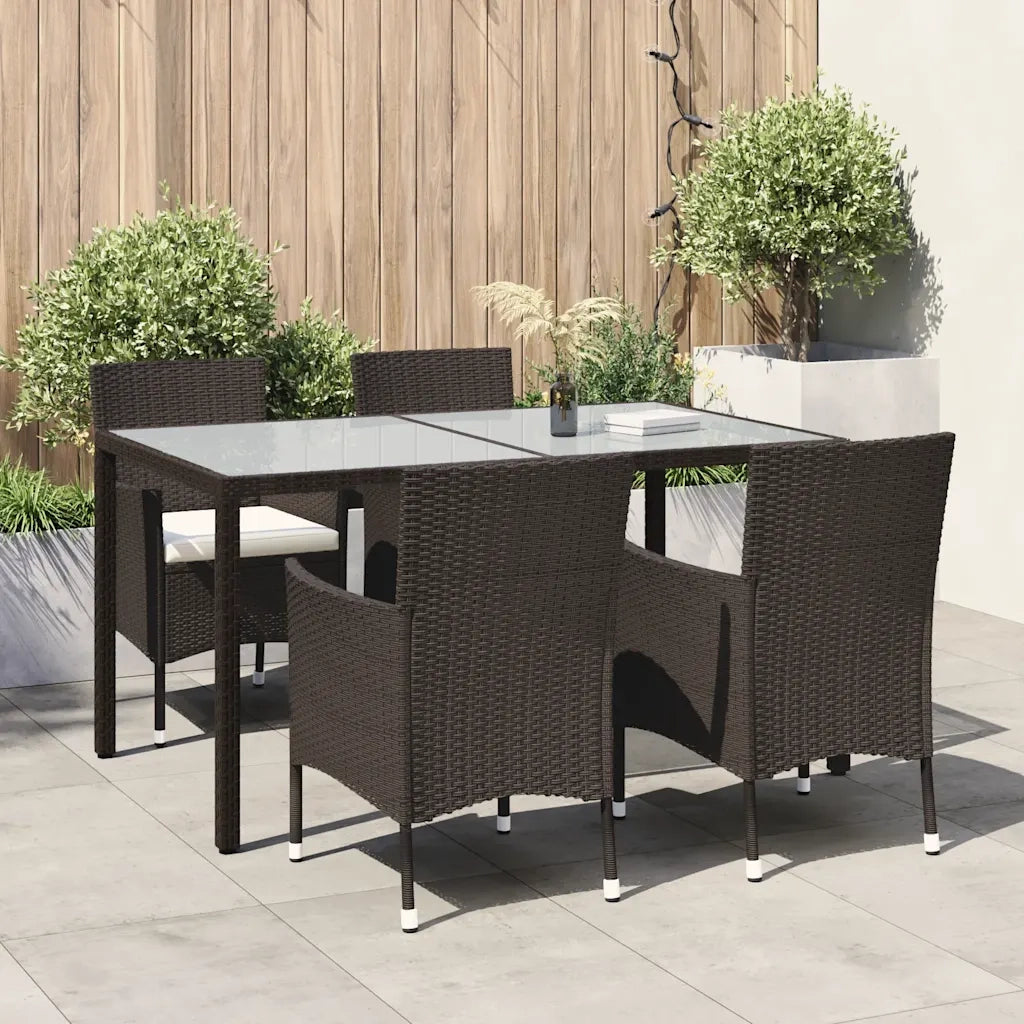Set Mobili da Giardino 5 pz con Cuscini in Polyrattan Marrone cod mxl 38529