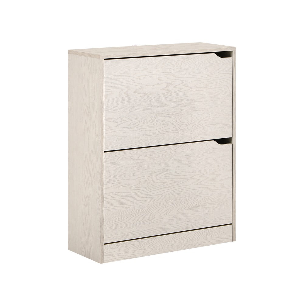 Scarpiera 2 ante 63x80x24 cm in Legno Melaminico Rovere Sbiancato