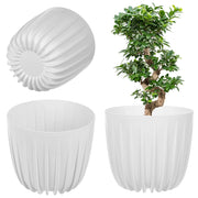 KADAX Vaso da fiori, coprivaso rotondo da 17,5 cm in plastica, supporto per fiori bianco