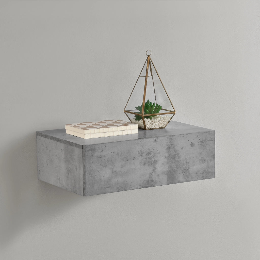 Set di 2 Comodini da Parete con Cassetto 46x30x15 cm Effetto Cemento / Grigio Scuro [en.casa]