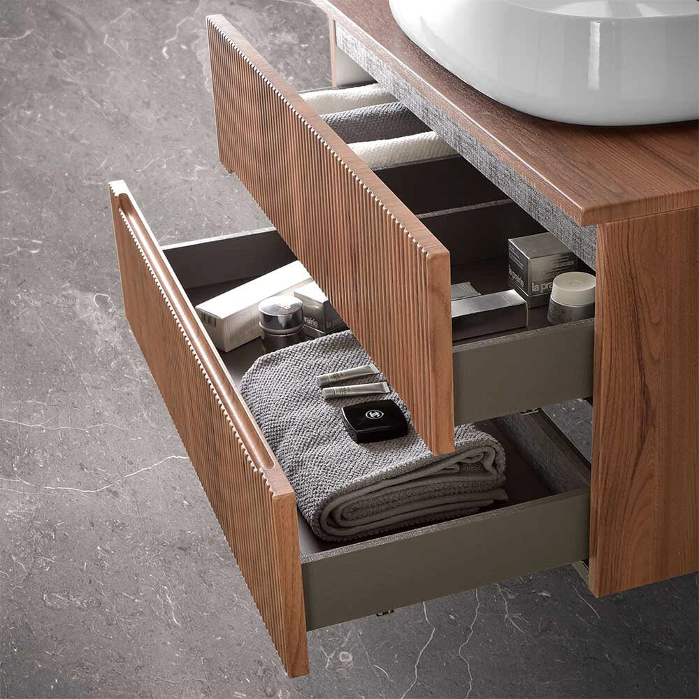 Mobile bagno sospeso cannettato 60 cm noce con top Bali