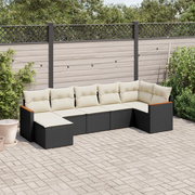 Set Divani da Giardino con Cuscini 7pz Nero Polyrattancod mxl 88438