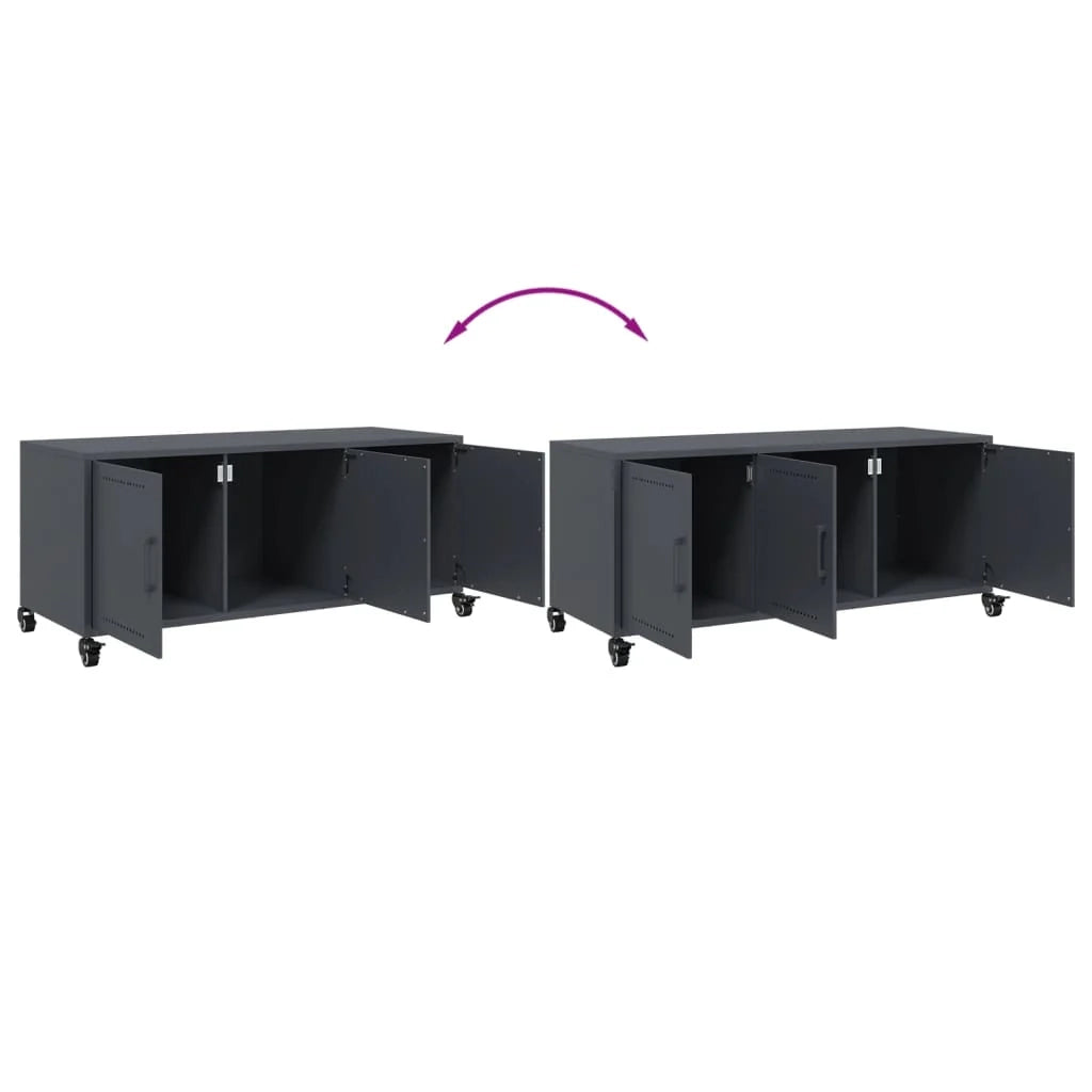 Mobile TV multimediale mensola TV credenza TV sala da pranzo soggiorno camera da letto antracite 100,5 x 39 x 43,5 cm acciaio antracite 02_0026378