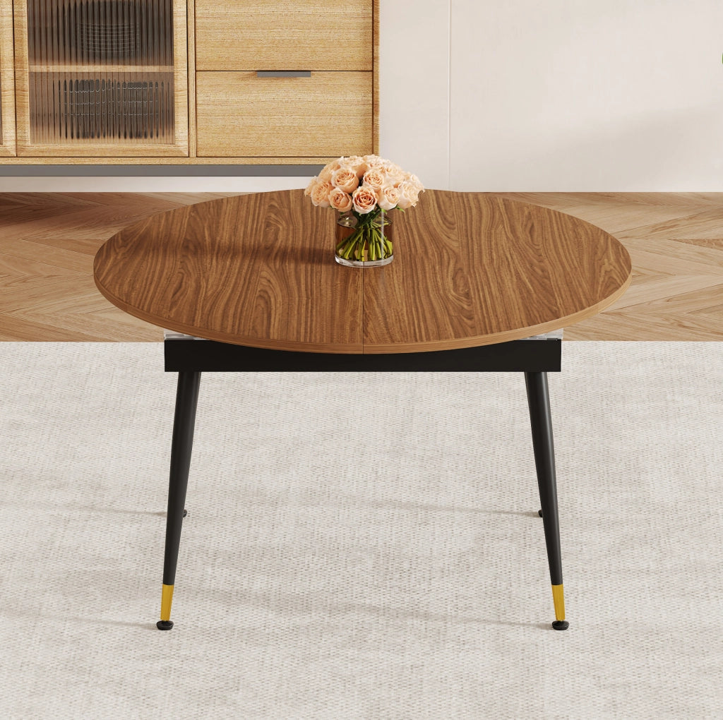 Tavolo da pranzo ovale 200x120x73.66 cm; resistente e facile da pulire; MDF e metallo; nero e noce