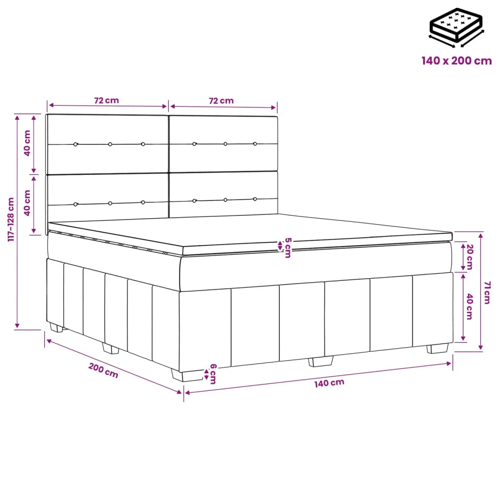 Letto box spring con materasso Nero 140 x 200 cm Tessuto 3454157