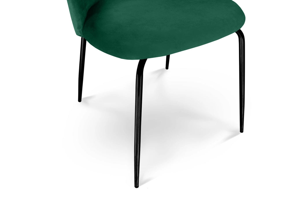 Set di 2 sedie da pranzo imbottite in velluto verde scuro piede nero – Nicole - SD30NIPN