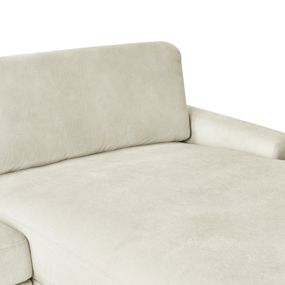Divano angolare a sinistra  in tessuto di ciniglia bianco sporco Poliestere Metallo Gambe nere 190 x 272 x 83 cm Schienale imbottito e rifinito 3 posti a L Soggiorno in stile moderno