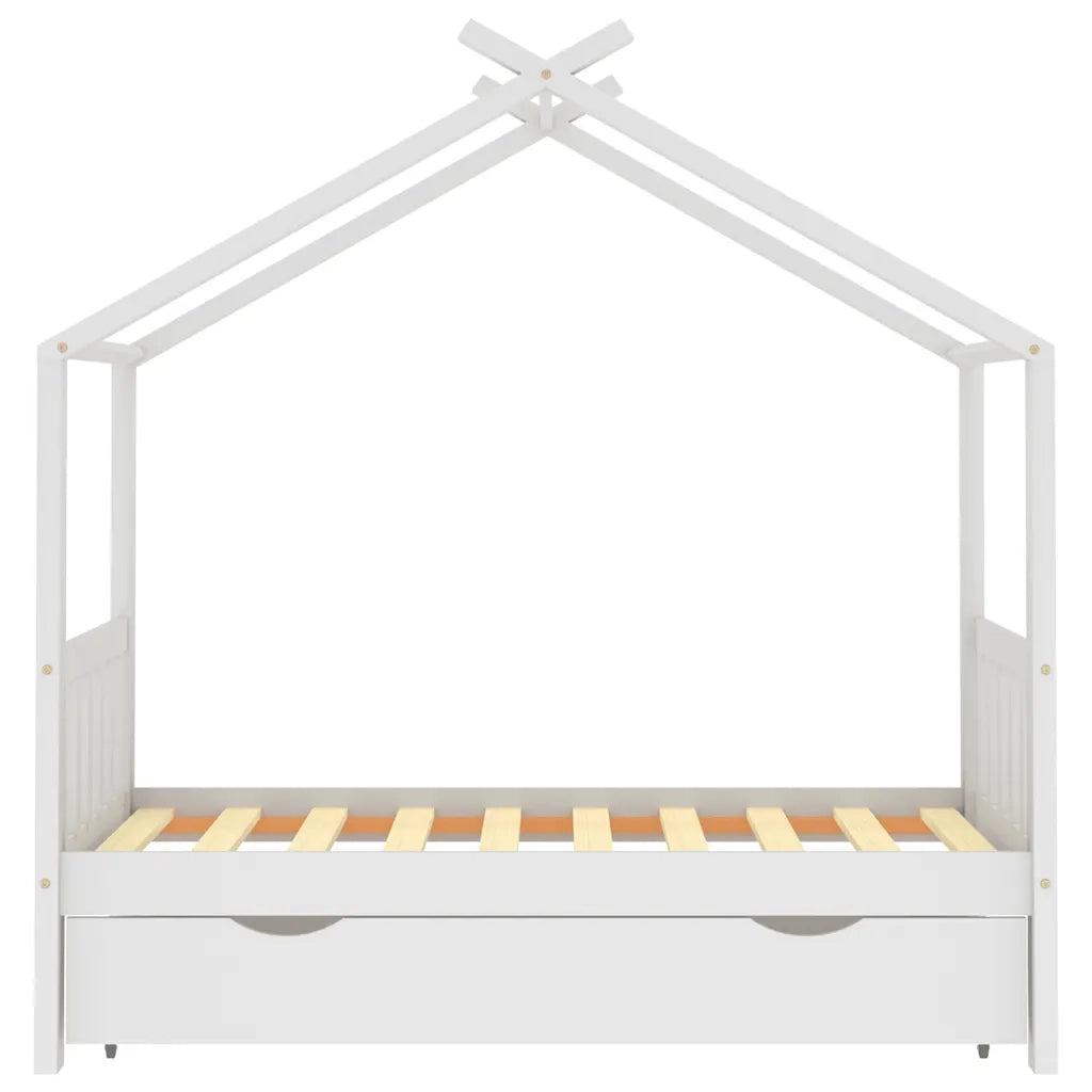 Giroletto per Bambini | Letto Infantile | Lettino con Cassetto Bianco Legno Pino 80x160 cm