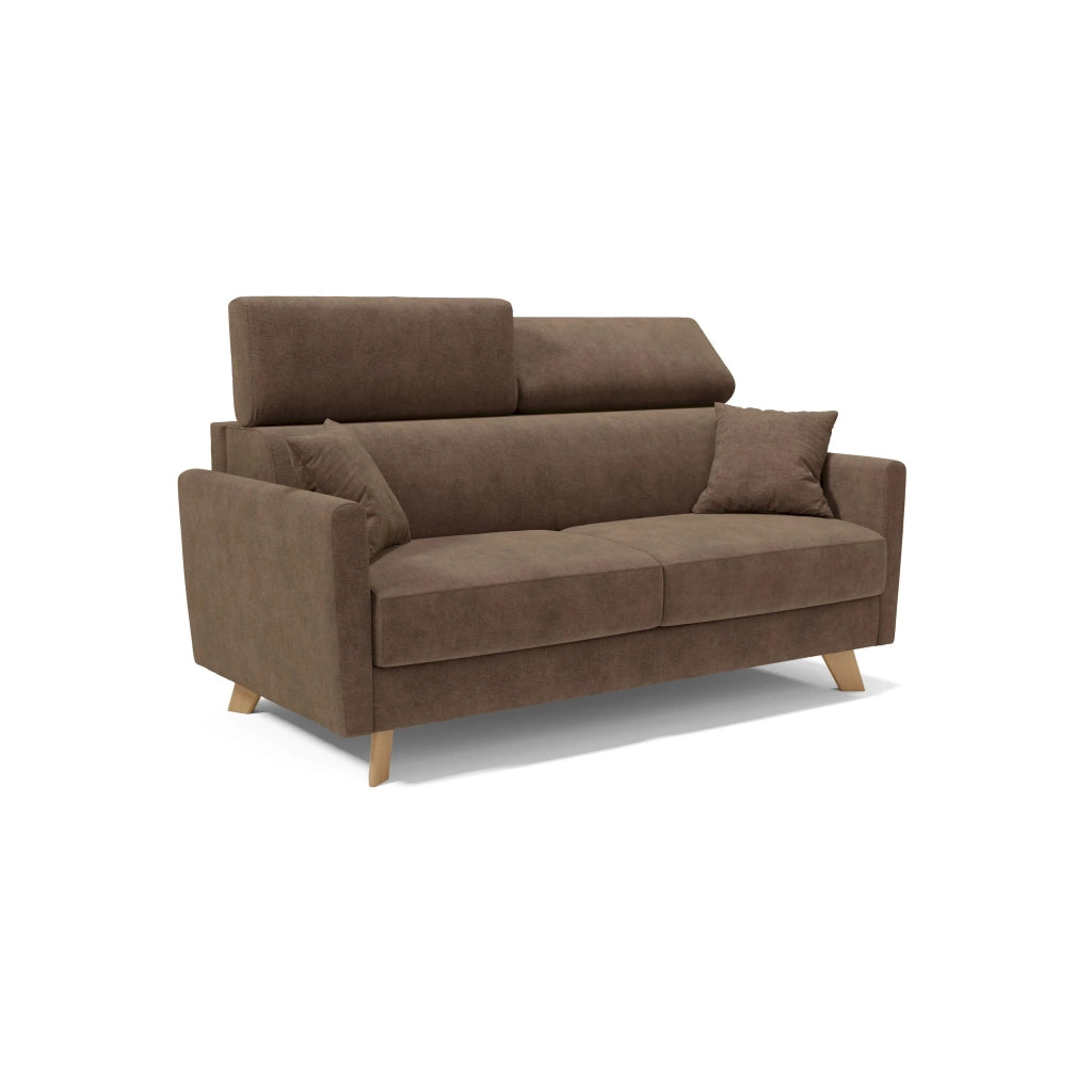 Francy Divano letto matrimoniale con poggiatesta regolabili in tessuto impermeabile e smacchiabile T17 180 cm (mat. 140x197) marrone