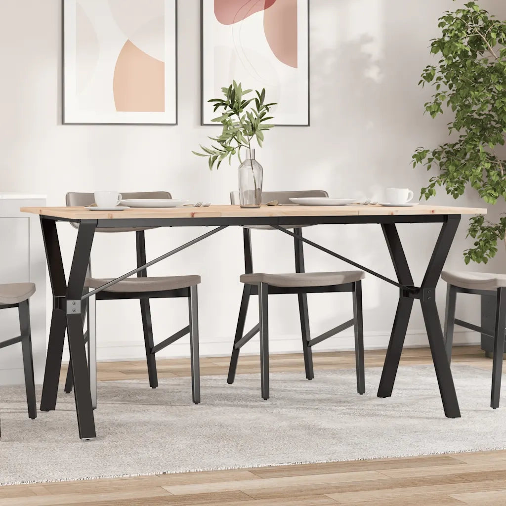 Tavolo da Pranzo Telaio a Y 140x80x75 cm Legno Pino e Acciaio