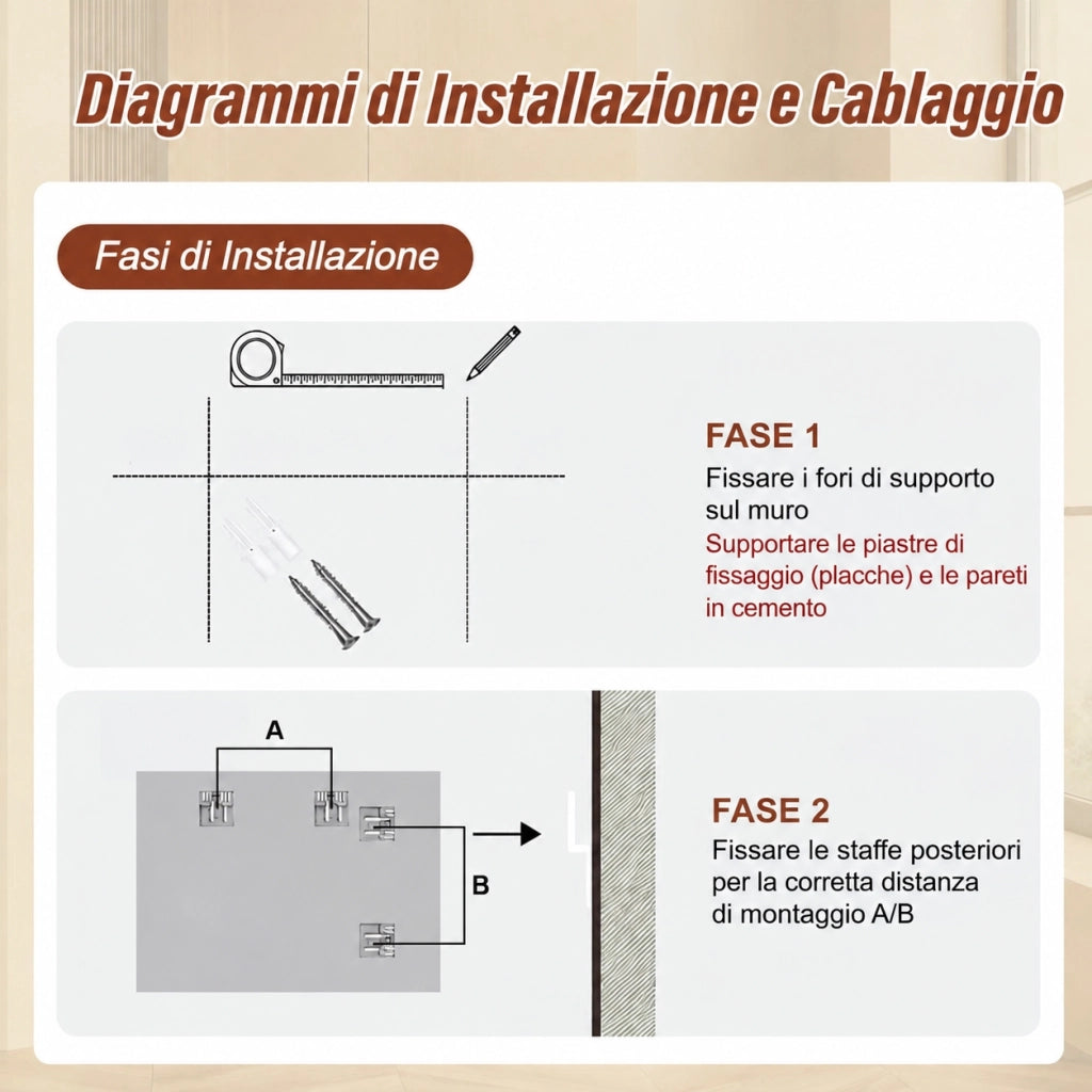 Specchio bagno 60x80 cornice in alluminio nero specchio da parete hd