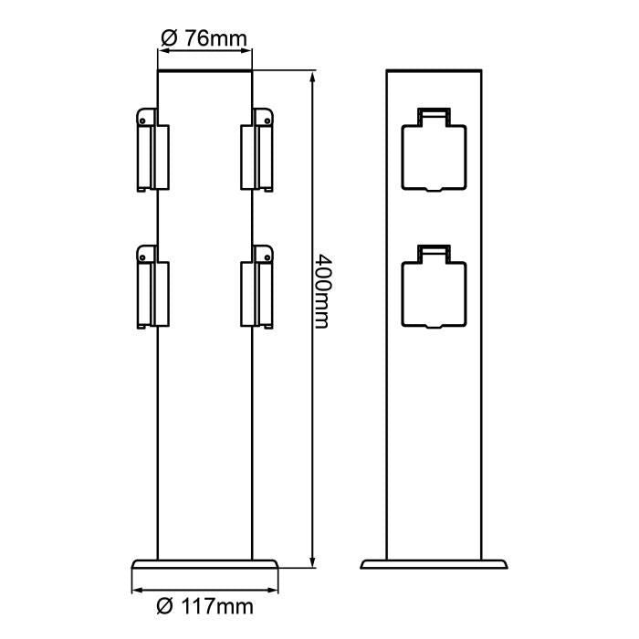 BRILLIANT - DODY Dissuasore con 4 prese colore nero - metallo/plastica E27 LED xW