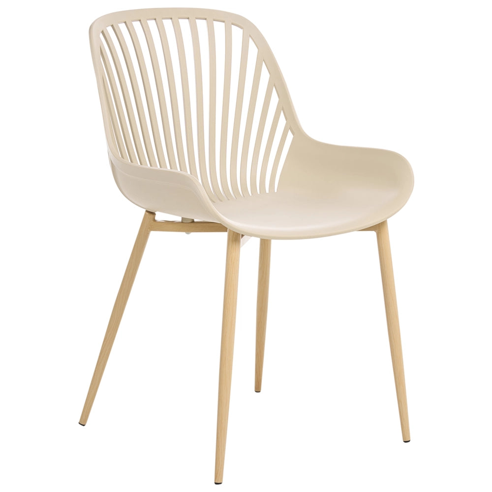 Sedia da pranzo robusta Materiale sintetico Legno poliestere Gambe in ferro Beige sala da pranzo