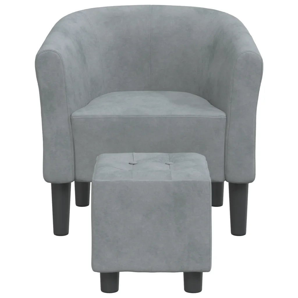 Divano Sedia-Poltrona Cabriolet con Poggiapiedi Grigio Scuro in Velluto 868464