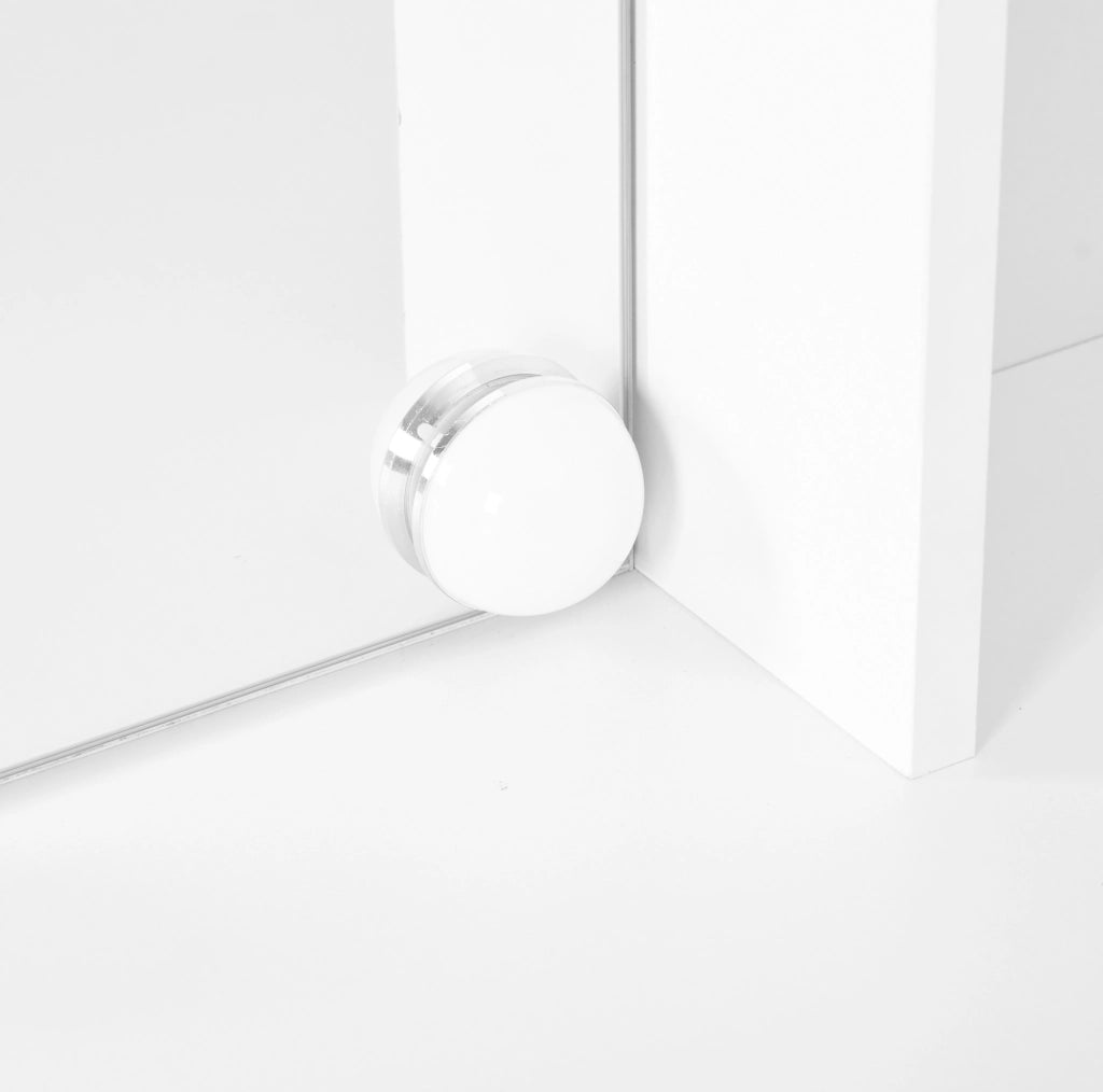 Tavolo da trucco 110x40x151 cm con specchio e luci LED regolabili; 3 cassetti e 2 ante; bianco