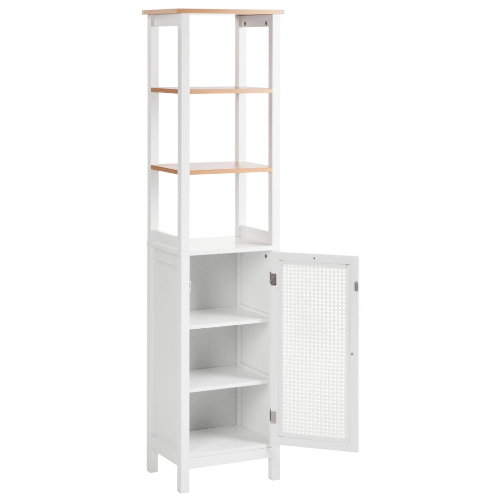 Mobile da bagno alto con ripiani in MDF bianco 30 x 160 cm armadietto
