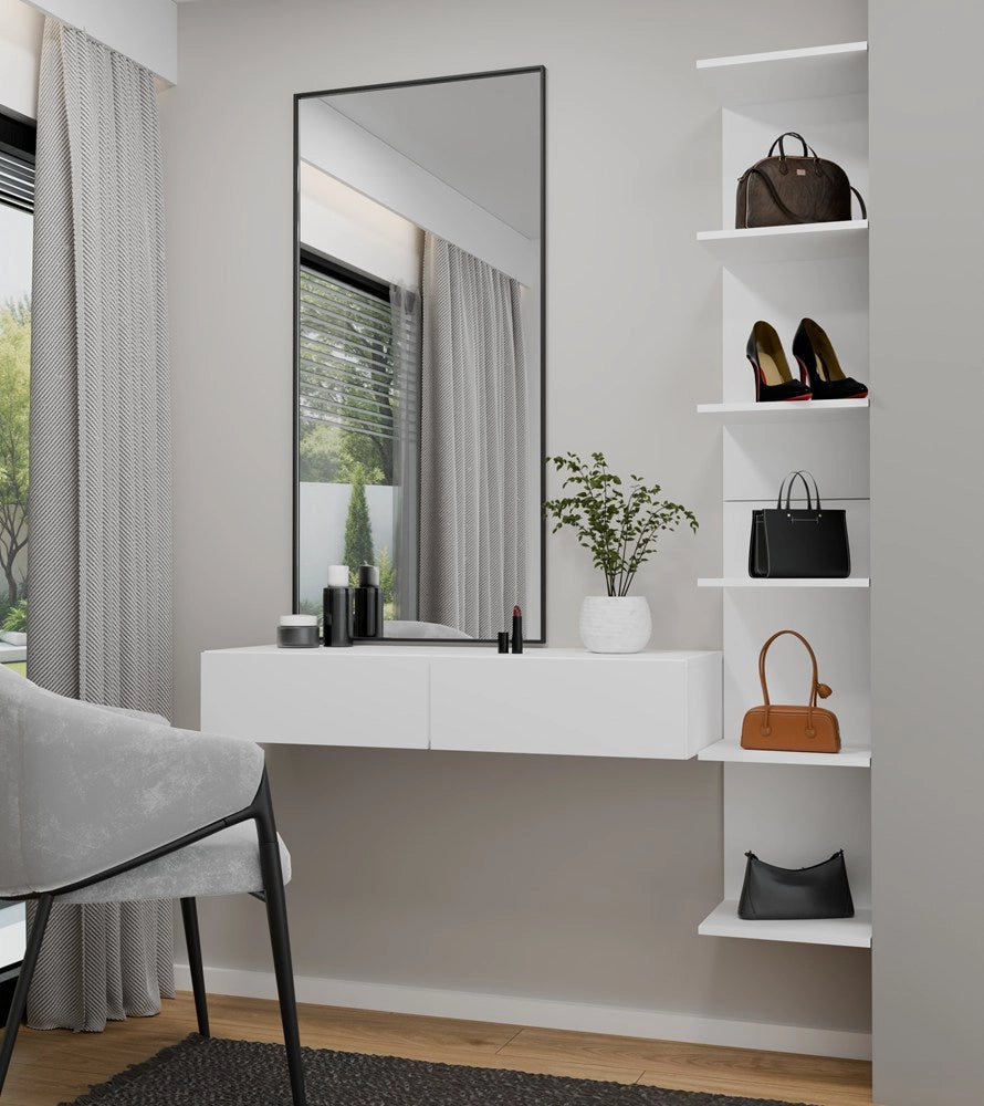 Toeletta da trucco sospeso mika 110 cm 2 cassetti per camera da letto bianco