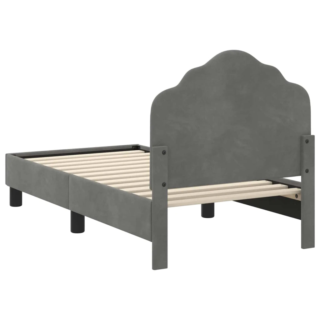 Struttura letto per bambini con testata-Giroletto per bambini Grigio Scuro Velluto 329503