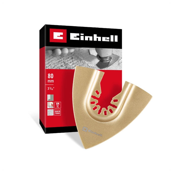 Einhell Accessories, Raspa a Delta in Carburo 80 mm, Rivestimento Resistente, Cambio Rapido