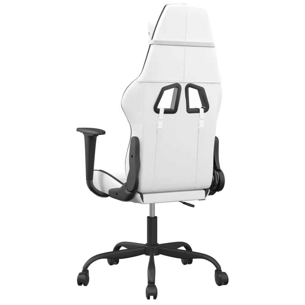Sedia da Gaming | Sedia da e-sports Massaggiante Bianco e Nero in Similpelle